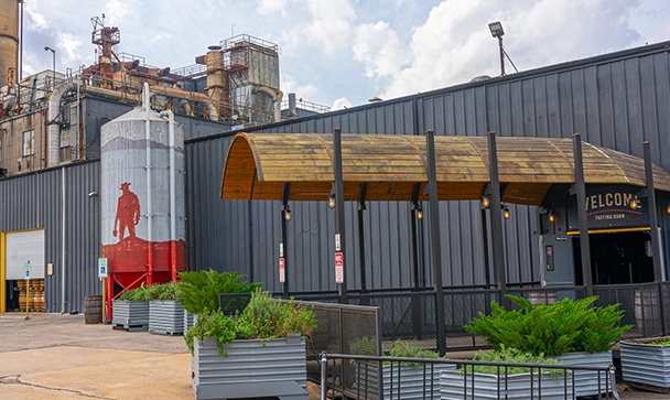 Exterior of distillery where Texas Crown Club is made